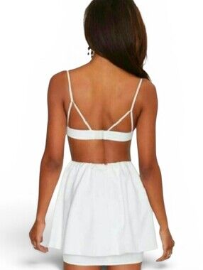 NWT NBD X REVOLVE White Swoon Bustier Tulip Skirt Backless Mini Dress - Small
